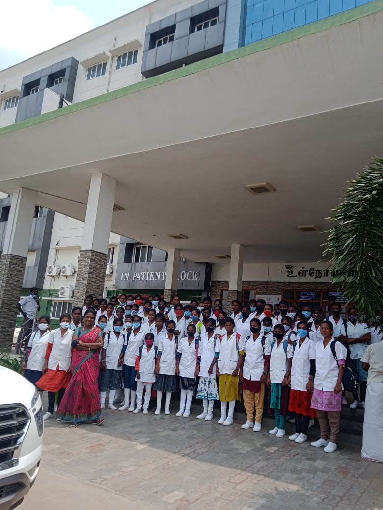 Relief Trust group at hospital entrance